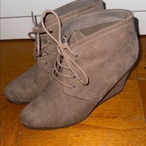 Women's Taupe Wedge Ankle Boots